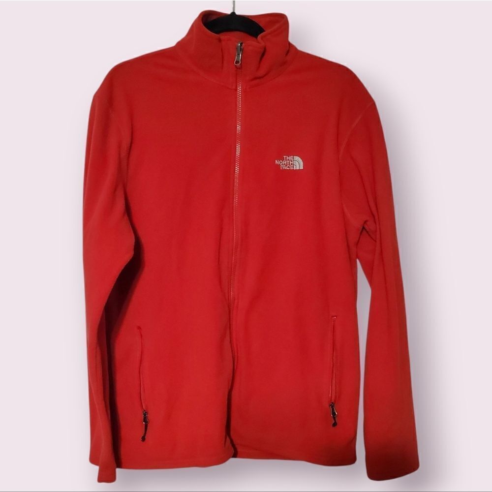 The North Face Sweater Mens Large Red Outdoors Full Zip Fleece Sweatshirt | EUC
